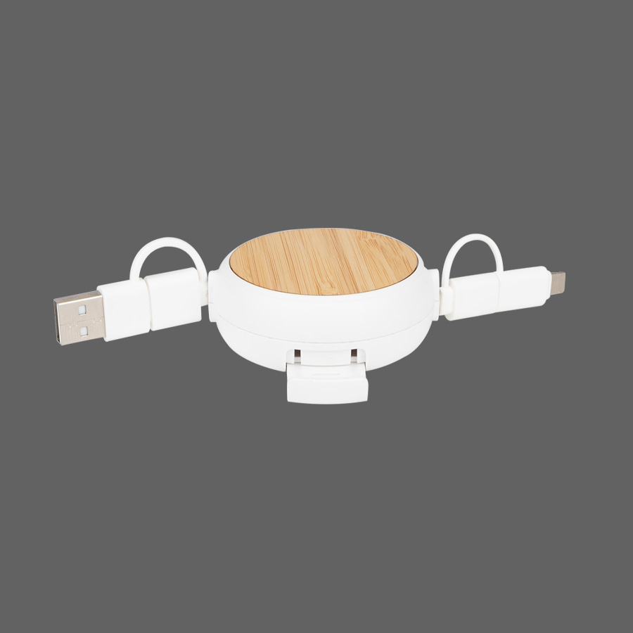 Connect Multicargador Retráctil 4 en 1 de ABS/Bamboo