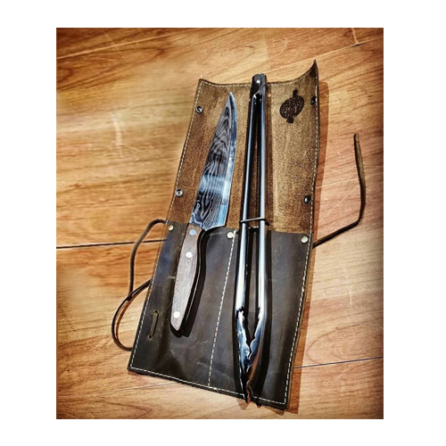 Set parrillero con funda de cuero
